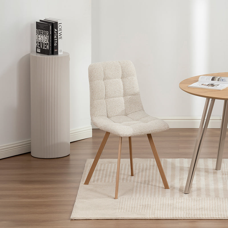 Chaise de salle à manger Aoife Sleek [Lot de 2] [Tissu en lin] [Pieds en métal en chêne]