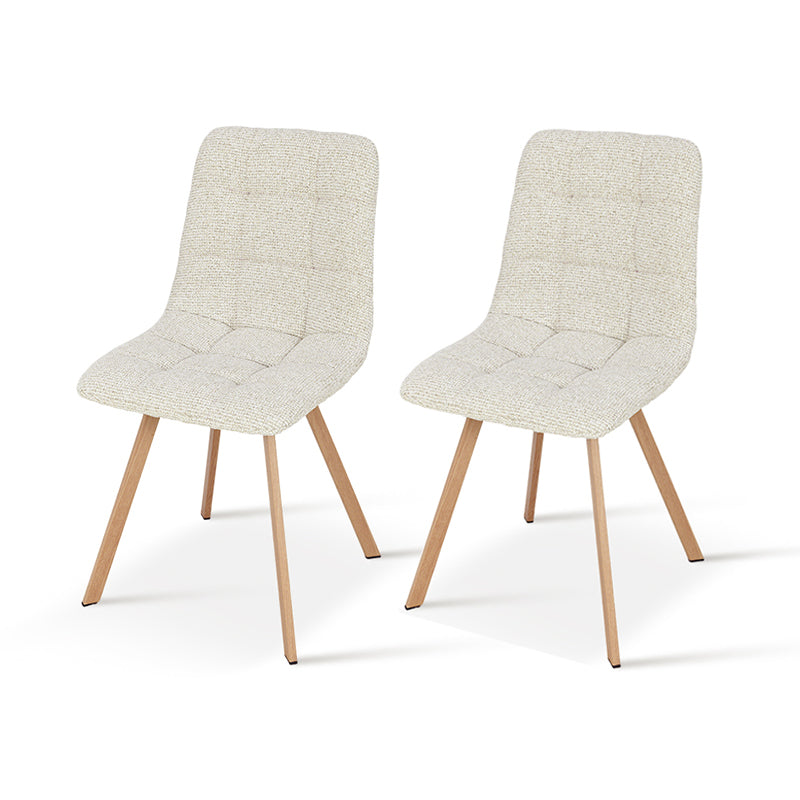 Chaise de salle à manger Aoife Sleek [Lot de 2] [Tissu en lin] [Pieds en métal en chêne]