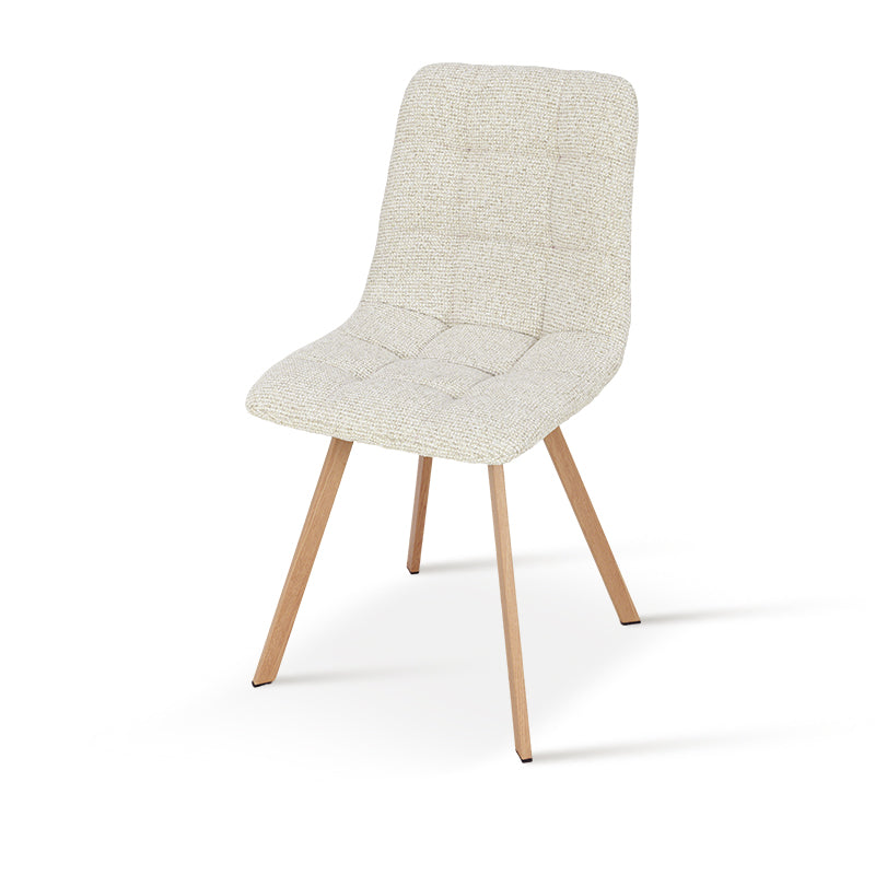 Chaise de salle à manger Aoife Sleek [Lot de 2] [Tissu en lin] [Pieds en métal en chêne]