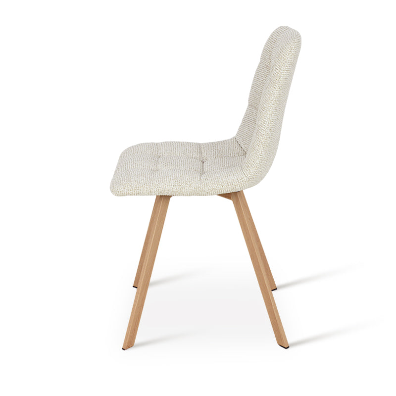 Chaise de salle à manger Aoife Sleek [Lot de 2] [Tissu en lin] [Pieds en métal en chêne]