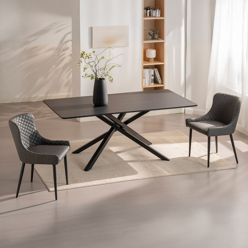 Table de salle à manger rectangulaire Thalia [Bois noir ou noyer] [180 cm]