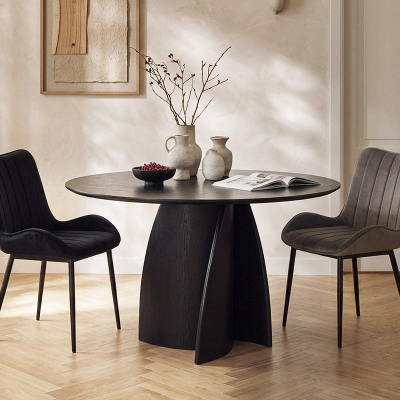 Table de salle à manger ronde Gemma [Noir & Bois] [120 cm]
