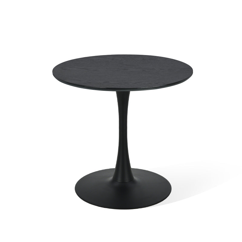 Table de salle à manger ronde Tiana [Travertin & Bois noir] [80 cm]