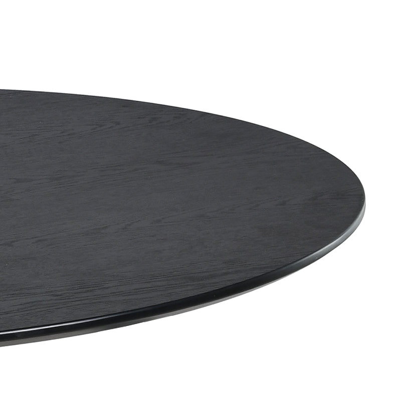 Table de salle à manger ronde Tiana [Travertin & Bois noir] [80 cm]