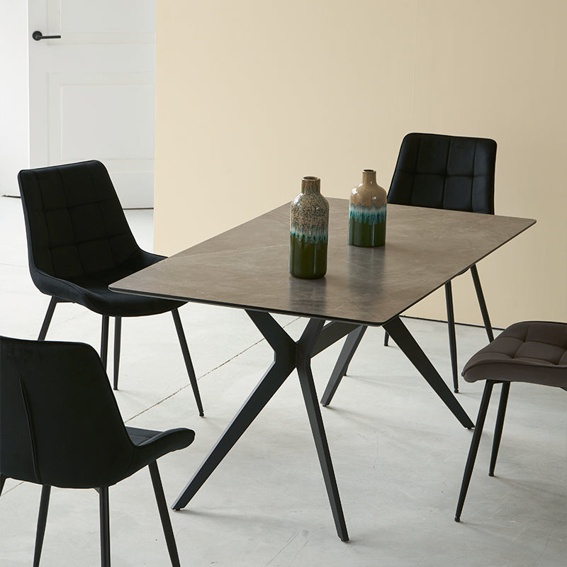 Table de salle à manger Rectangulaire Laila [Marbre gris foncé] [160 cm]