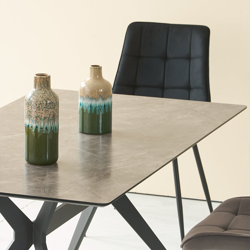 Table de salle à manger Rectangulaire Laila [Marbre gris foncé] [160 cm]